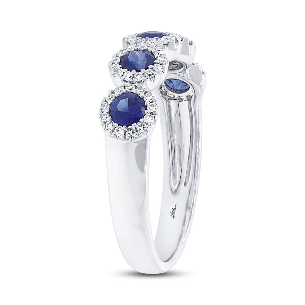 0.20Ct Diamond & 0.70Ct Blue Sapphire 14K W/G Band