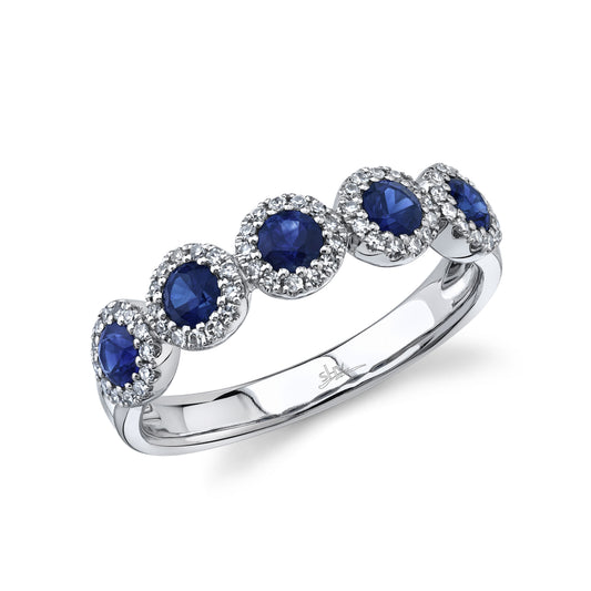 0.20Ct Diamond & 0.70Ct Blue Sapphire 14K W/G Band
