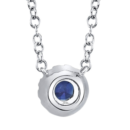 0.04Ct Diamond & 0.14Ct Blue Sapphire 14K W/G Necklace