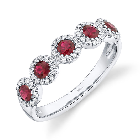 0.20Ct Diamond & 0.66Ct Ruby 14K W/G Band