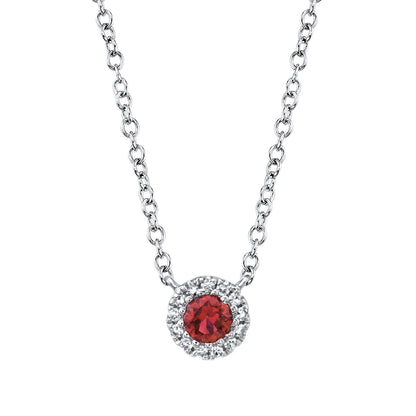 0.04Ct Diamond & 0.14Ct Ruby 14K W/G Necklace