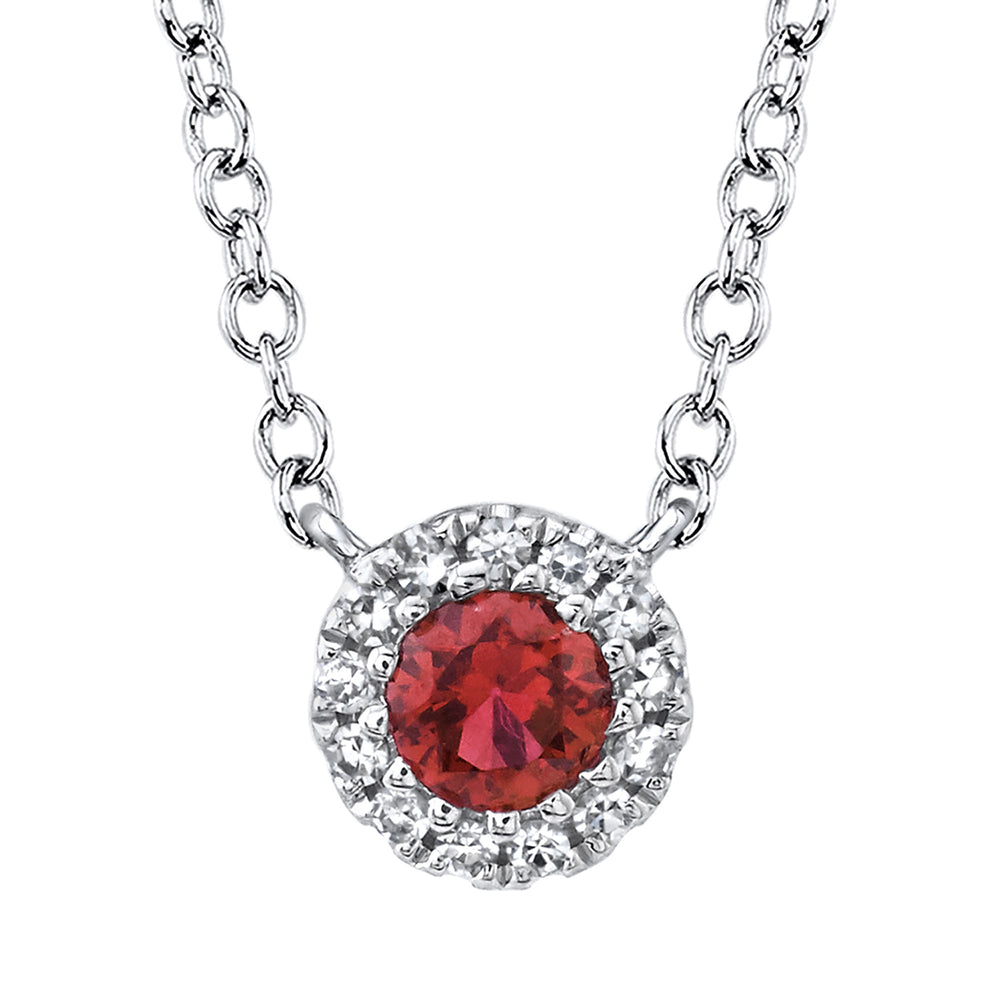 0.04Ct Diamond & 0.14Ct Ruby 14K W/G Necklace