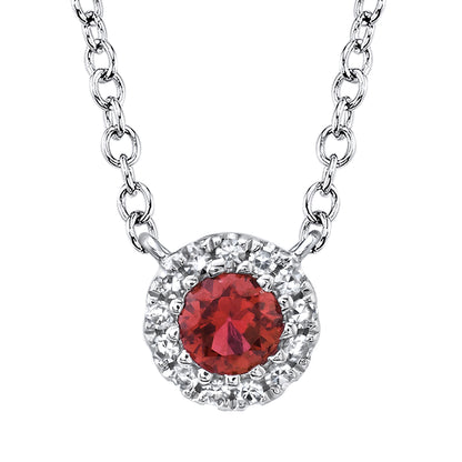 0.04Ct Diamond & 0.14Ct Ruby 14K W/G Necklace