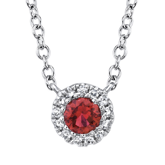 0.04Ct Diamond & 0.14Ct Ruby 14K W/G Necklace