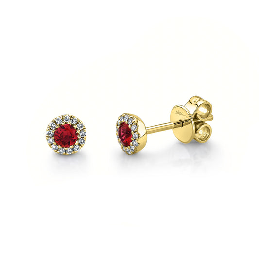 0.08Ct Diamond & 0.28Ct Ruby 14K Y/G Stud Earring