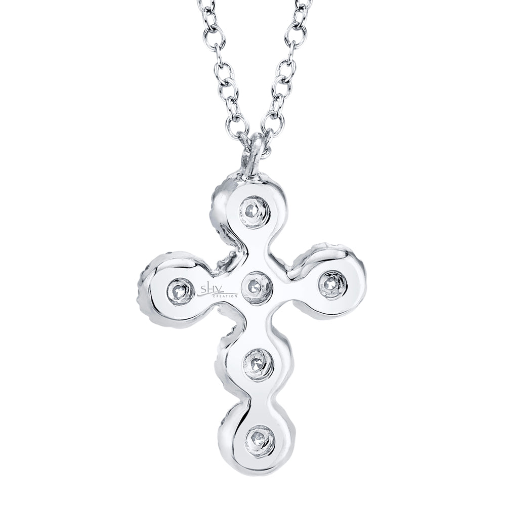 0.25Ct 14K W/G Diamond Cross Necklace
