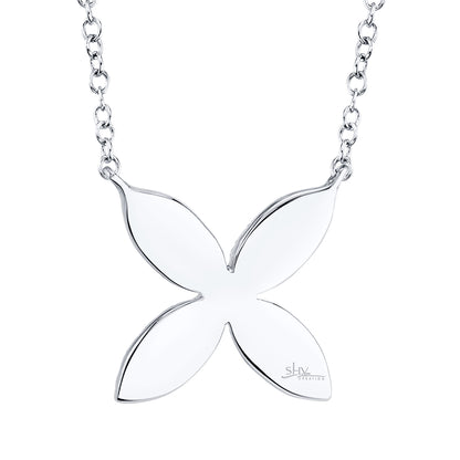 0.20Ct 14K W/G Diamond Flower Necklace