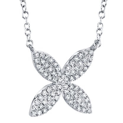 0.20Ct 14K W/G Diamond Flower Necklace