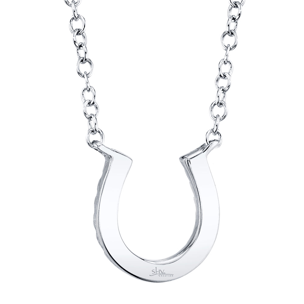 0.06Ct 14K W/G Diamond Horseshoe Necklace