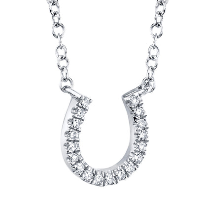 0.06Ct 14K W/G Diamond Horseshoe Necklace