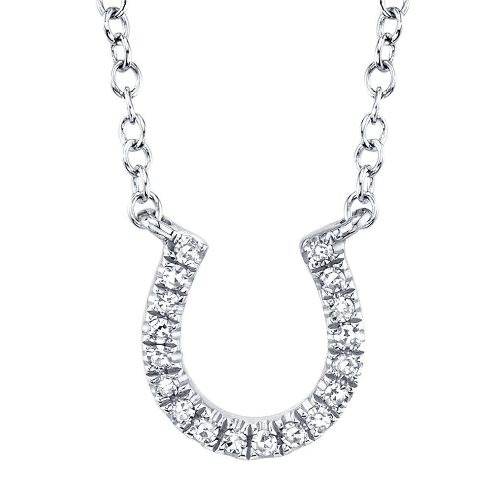 0.06Ct 14K W/G Diamond Horseshoe Necklace