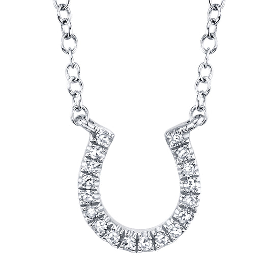 0.06Ct 14K W/G Diamond Horseshoe Necklace