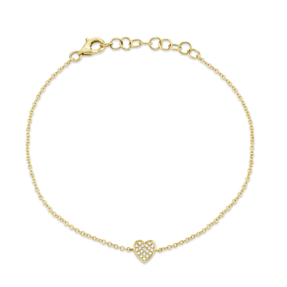 0.04Ct 14K Y/G Diamond Pave Heart Bracelet