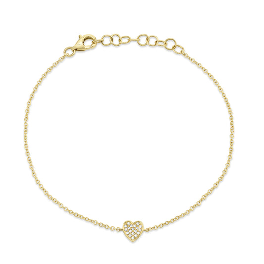 0.04Ct 14K Y/G Diamond Pave Heart Bracelet