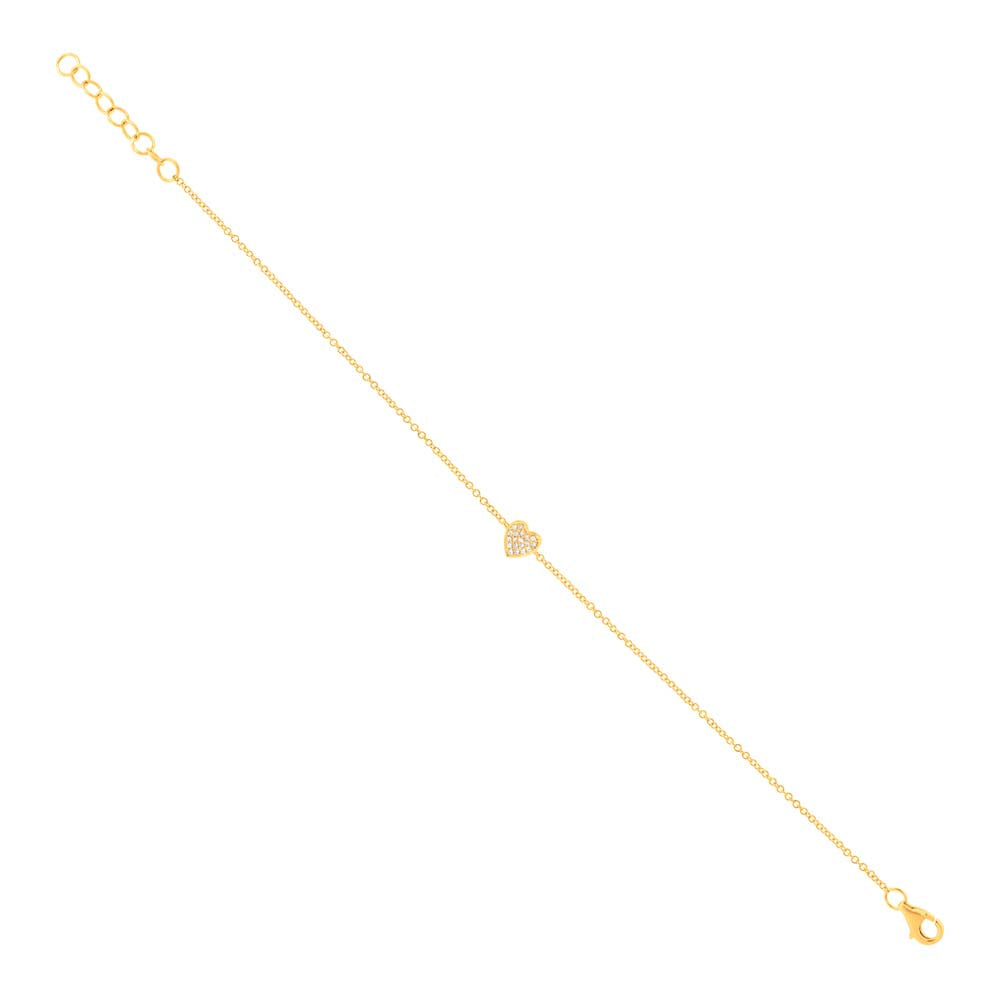 0.04Ct 14K Y/G Diamond Pave Heart Bracelet