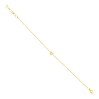 0.04Ct 14K Y/G Diamond Pave Heart Bracelet