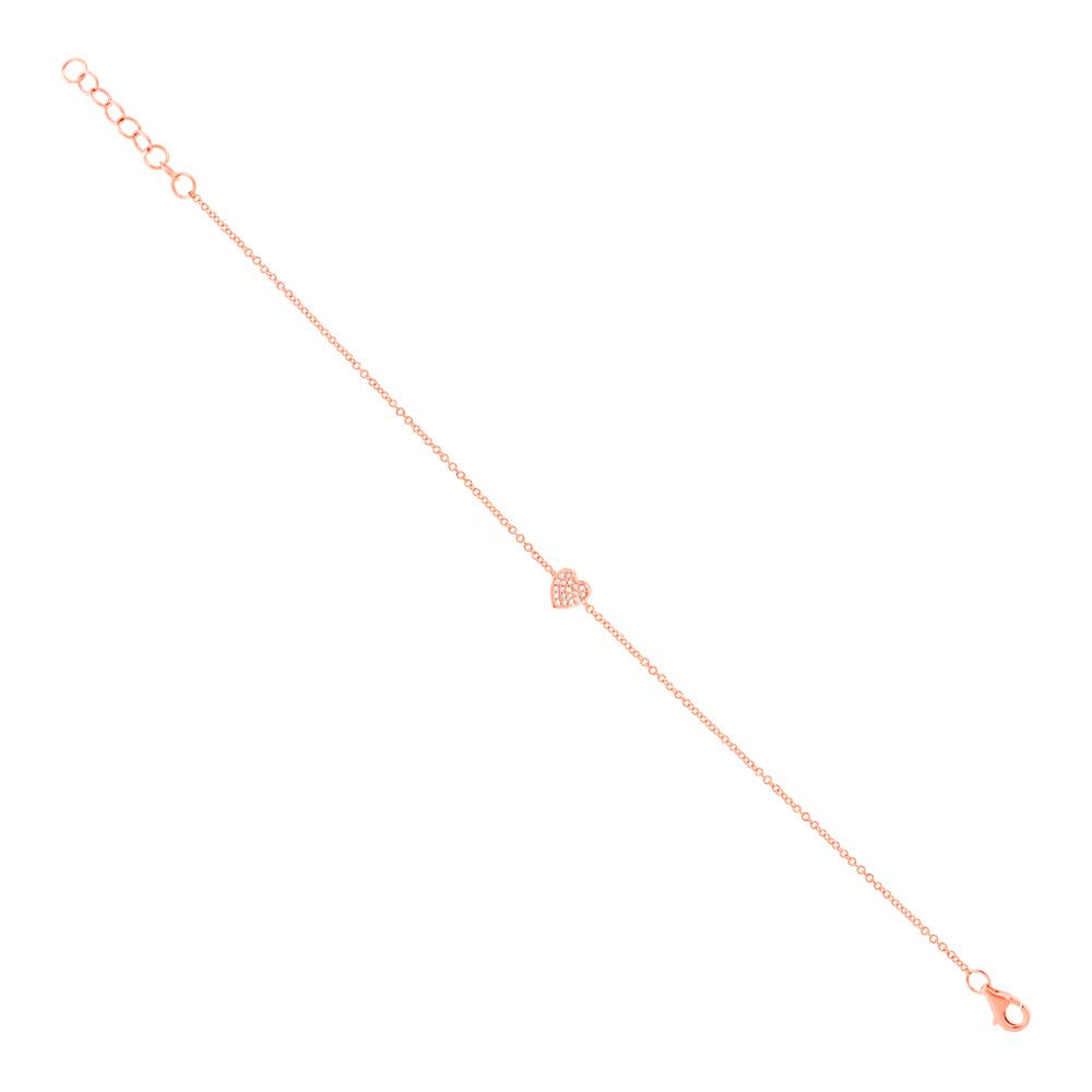 0.04Ct 14K R/G Diamond Pave Heart Bracelet