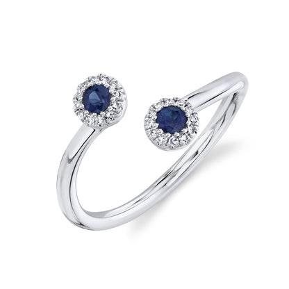0.07Ct Diamond & 0.20Ct Blue Sapphire 14K W/G Lady's Ring