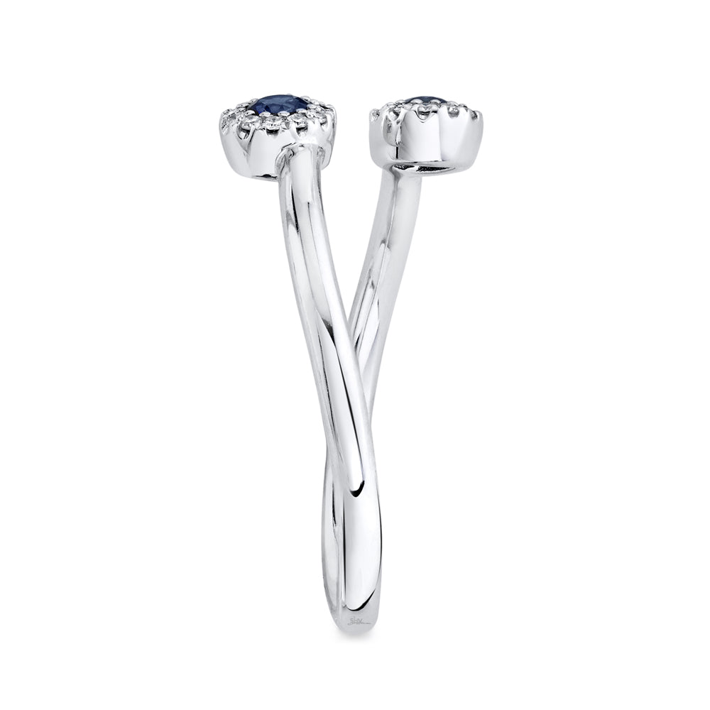 0.07Ct Diamond & 0.20Ct Blue Sapphire 14K W/G Lady's Ring