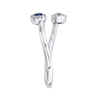 0.07Ct Diamond & 0.20Ct Blue Sapphire 14K W/G Lady's Ring
