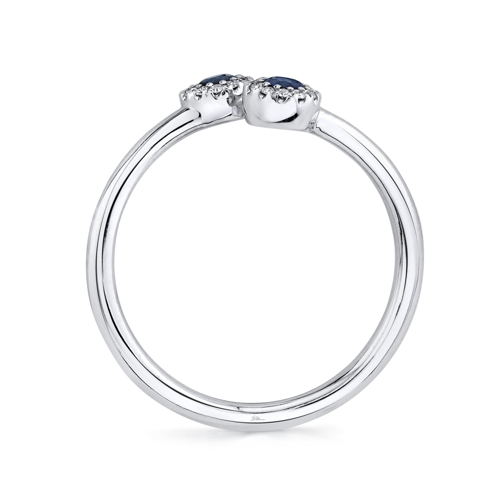 0.07Ct Diamond & 0.20Ct Blue Sapphire 14K W/G Lady's Ring