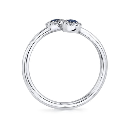 0.07Ct Diamond & 0.20Ct Blue Sapphire 14K W/G Lady's Ring