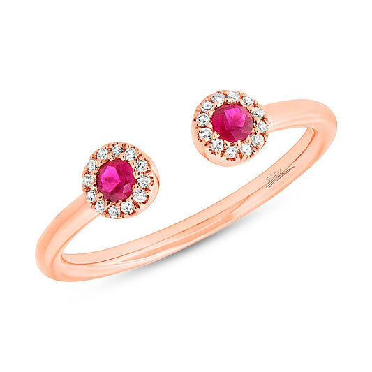 0.07Ct Diamond & 0.20Ct Ruby 14K R/G Lady's Ring