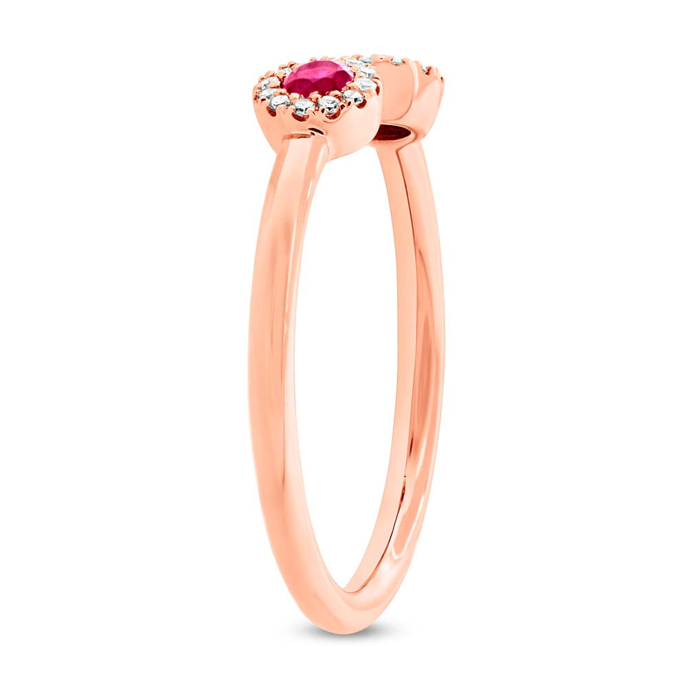 0.07Ct Diamond & 0.20Ct Ruby 14K R/G Lady's Ring