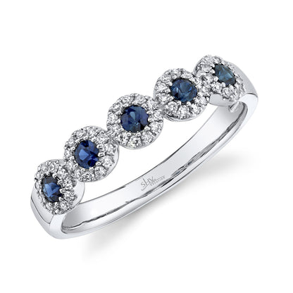 0.16Ct Diamond & 0.31Ct Blue Sapphire 14K W/G Lady's Band