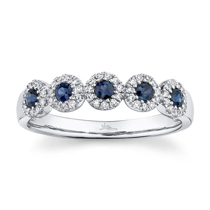 0.16Ct Diamond & 0.31Ct Blue Sapphire 14K W/G Lady's Band