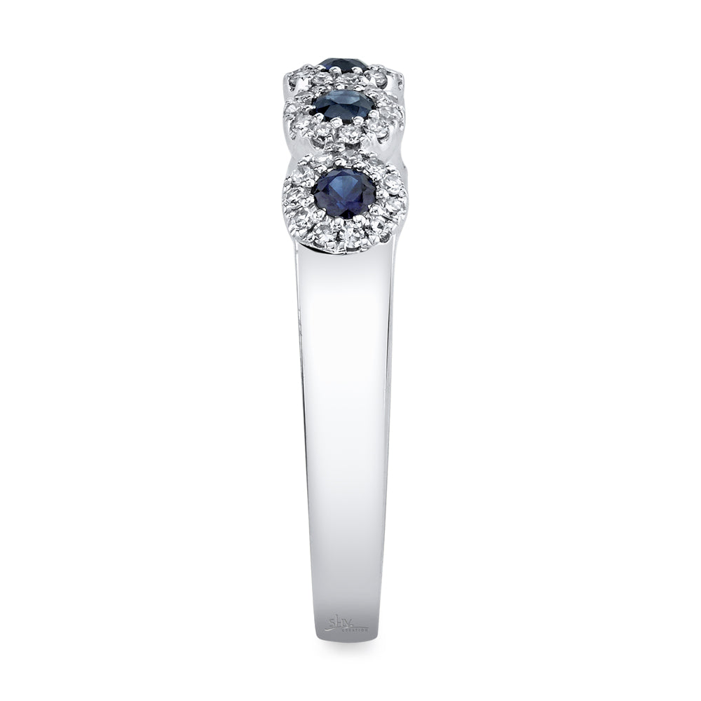 0.16Ct Diamond & 0.31Ct Blue Sapphire 14K W/G Lady's Band