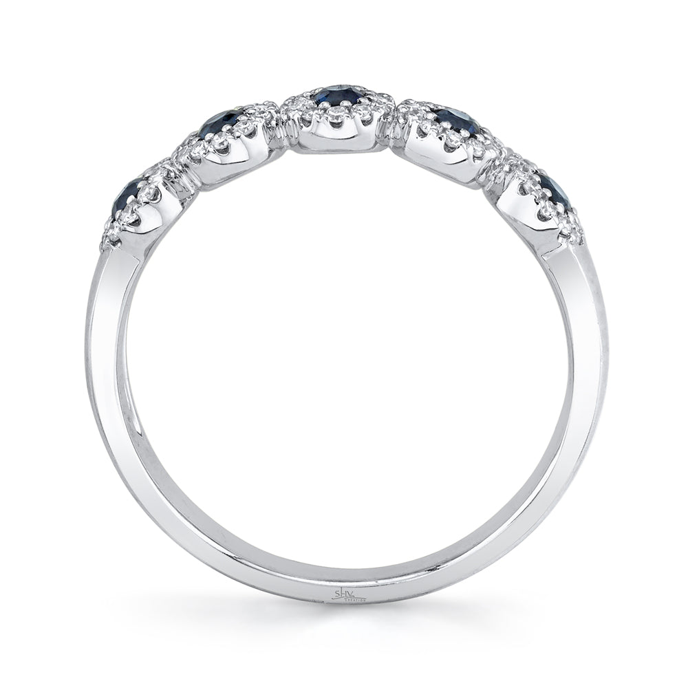 0.16Ct Diamond & 0.31Ct Blue Sapphire 14K W/G Lady's Band