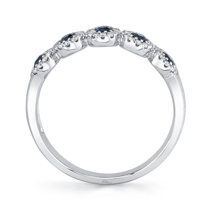 0.16Ct Diamond & 0.31Ct Blue Sapphire 14K W/G Lady's Band