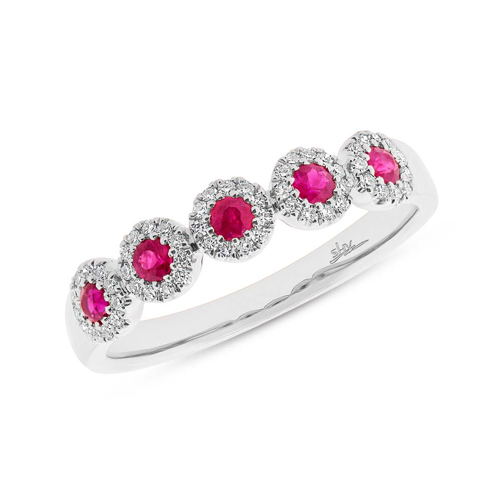 0.16Ct Diamond & 0.31Ct Ruby 14K W/G Lady's Band