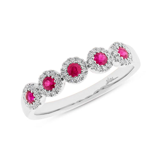 0.16Ct Diamond & 0.31Ct Ruby 14K W/G Lady's Band