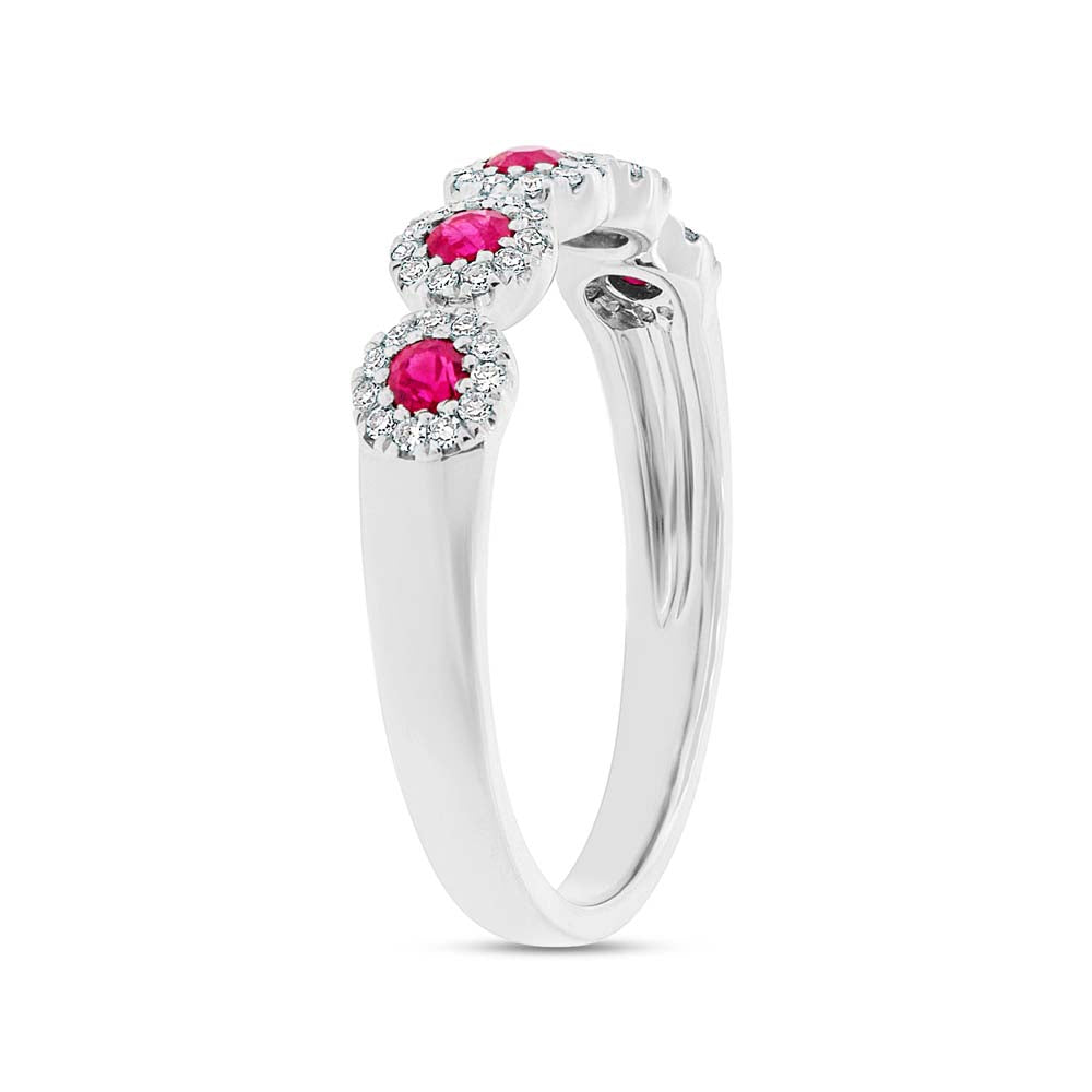 0.16Ct Diamond & 0.31Ct Ruby 14K W/G Lady's Band