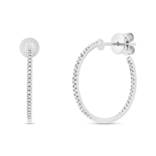 0.15Ct 14K W/G Diamond Hoop Earring