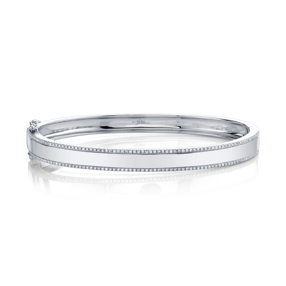 0.47Ct 14K W/G Diamond Id Bangle