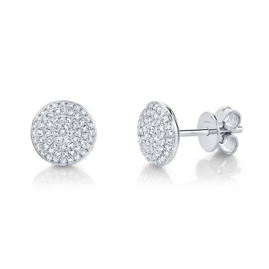 0.36Ct 14K W/G Diamond Pave Circle Stud Earring