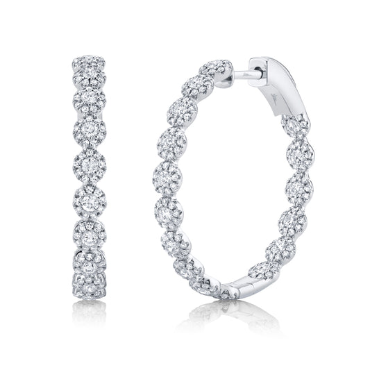 1.58Ct 14K W/G Diamond Hoop Earring