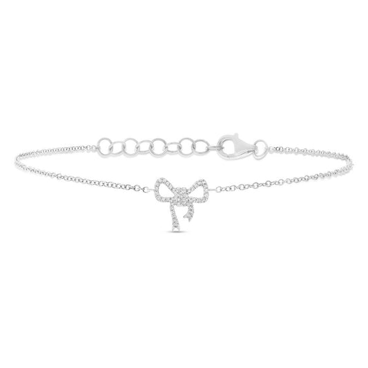 0.11Ct 14K W/G Diamond Bow Bracelet