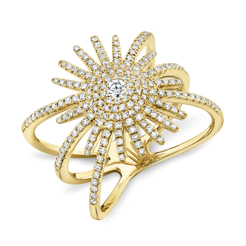 0.58Ct 14K Y/G Diamond Starburst Ring