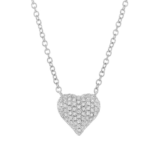 0.19Ct 14K W/G Diamond Pave Heart Necklace