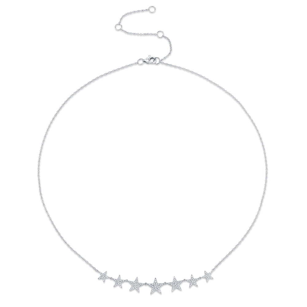 0.35Ct 14K W/G Diamond Star Necklace