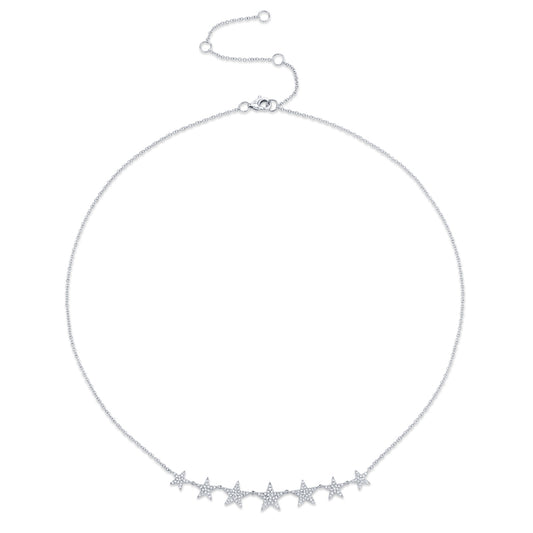 0.35Ct 14K W/G Diamond Star Necklace