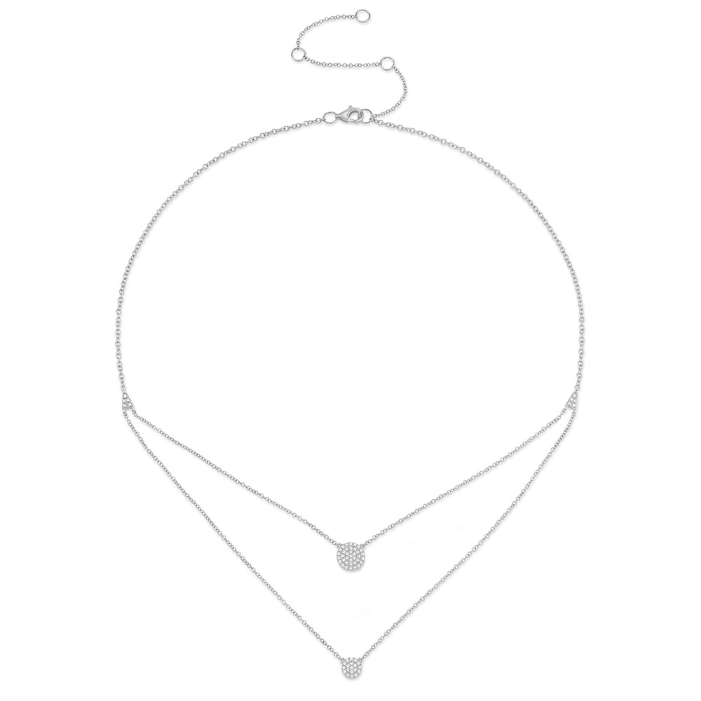 0.16Ct 14K W/G Diamond Pave Circle Necklace
