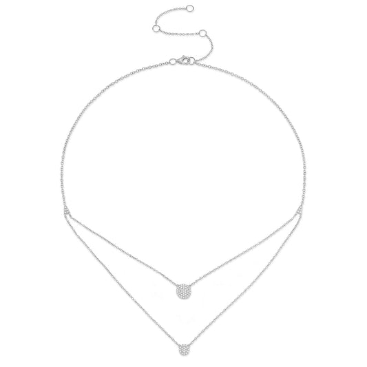 0.16Ct 14K W/G Diamond Pave Circle Necklace
