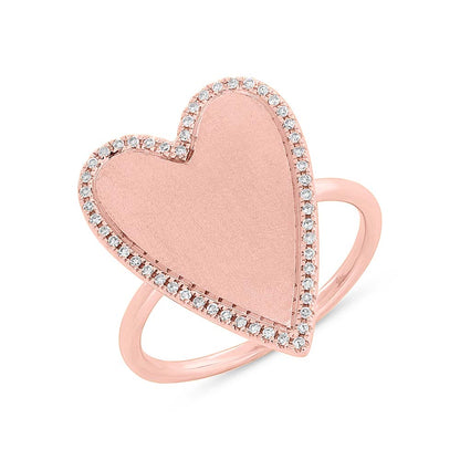 0.12Ct 14K R/G Diamond Heart Matte Ring
