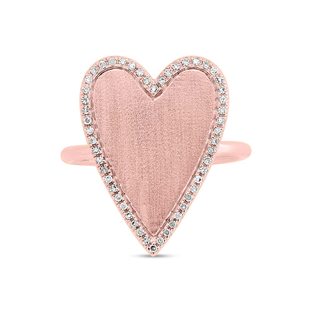 0.12Ct 14K R/G Diamond Heart Matte Ring