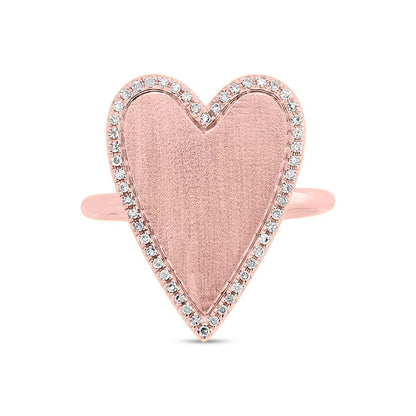 0.12Ct 14K R/G Diamond Heart Matte Ring